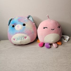 Squishmallows Jeanna‎ Pink Octopus & Cyrena Tie Dye Bear